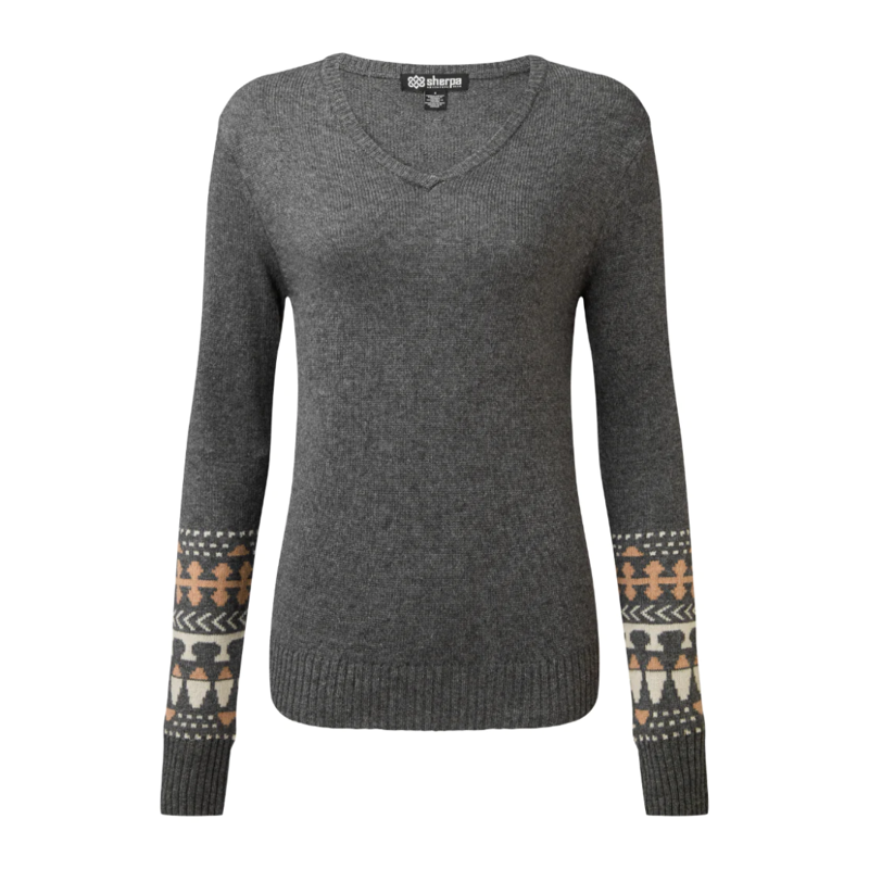 Sherpa Adventure Gear Women's Maya V-Neck Sweater in Kharani Grey